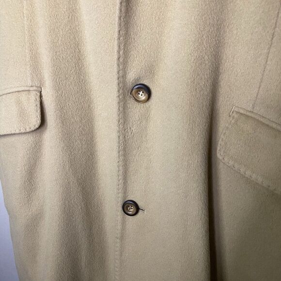 Wool Cashmere Trench Coat XL MEN TreVero Double Breasted Camel Tan Vintage - Picture 10 of 14